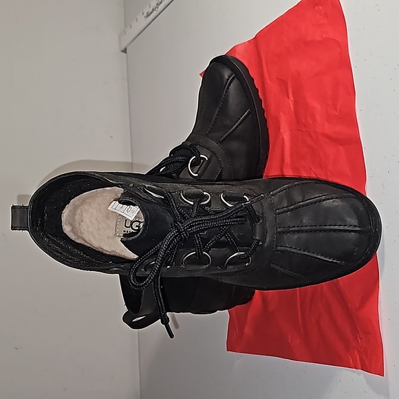 UGG Heather Waterproof Rain Lace up Bootie Sz 9.5 Black VGUC Comfortable - Picture 7 of 16